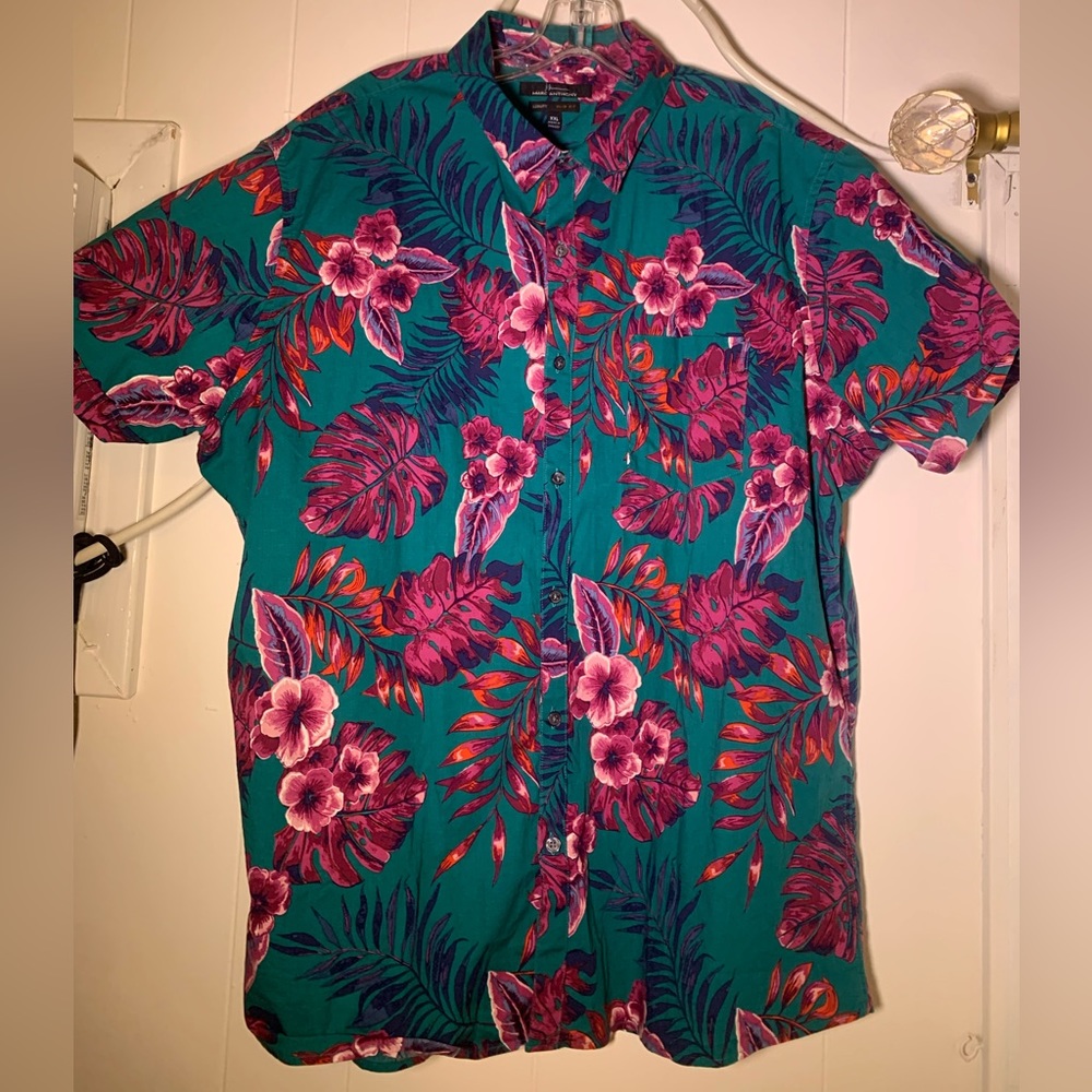 Marc Anthony Floral Short Sleeve Button Down Shirt
